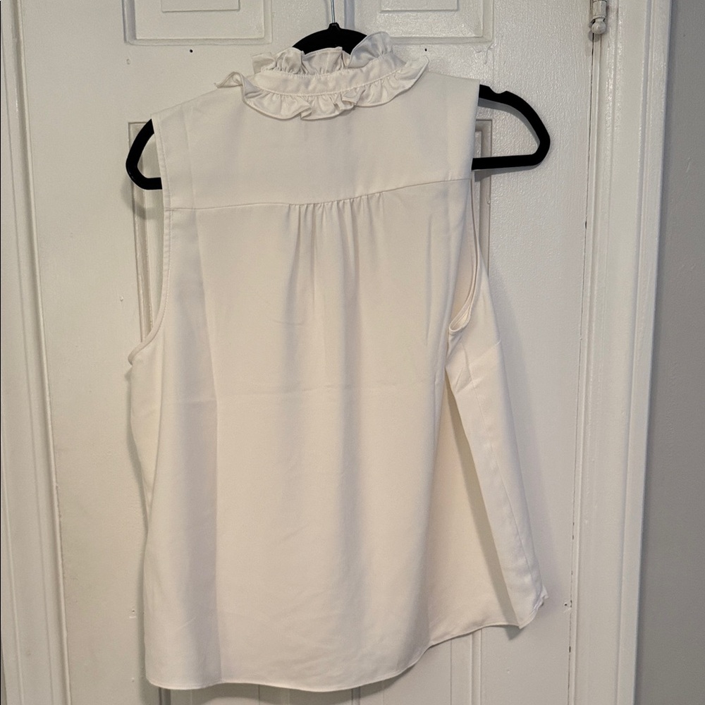 J Crew Cream Ruffled Sleeveless Blouse - Picture 2 of 3